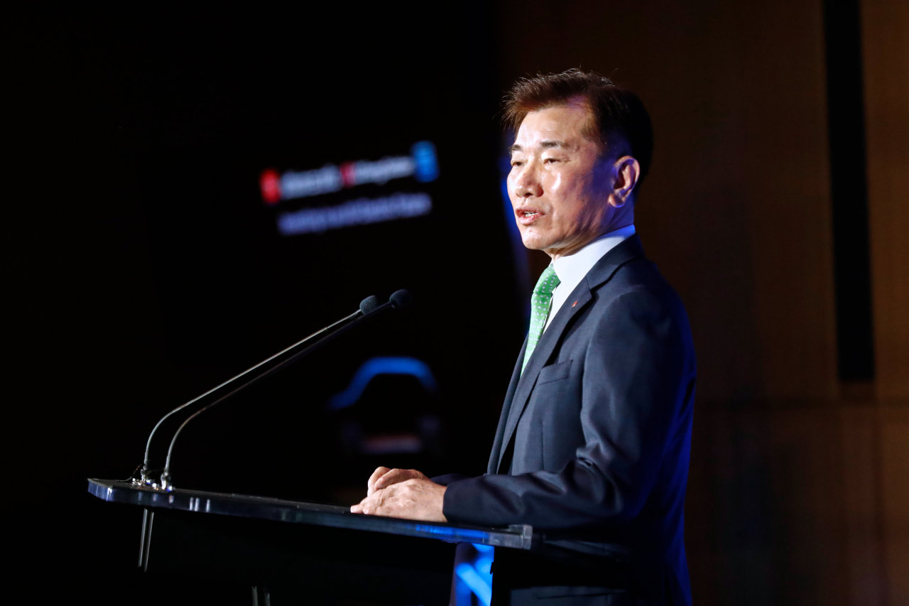 LG Energy Solution CEO Kim Jong-hyun speaks Thursday during an event held in Nashville, Tennessee. (LG Energy Solution)