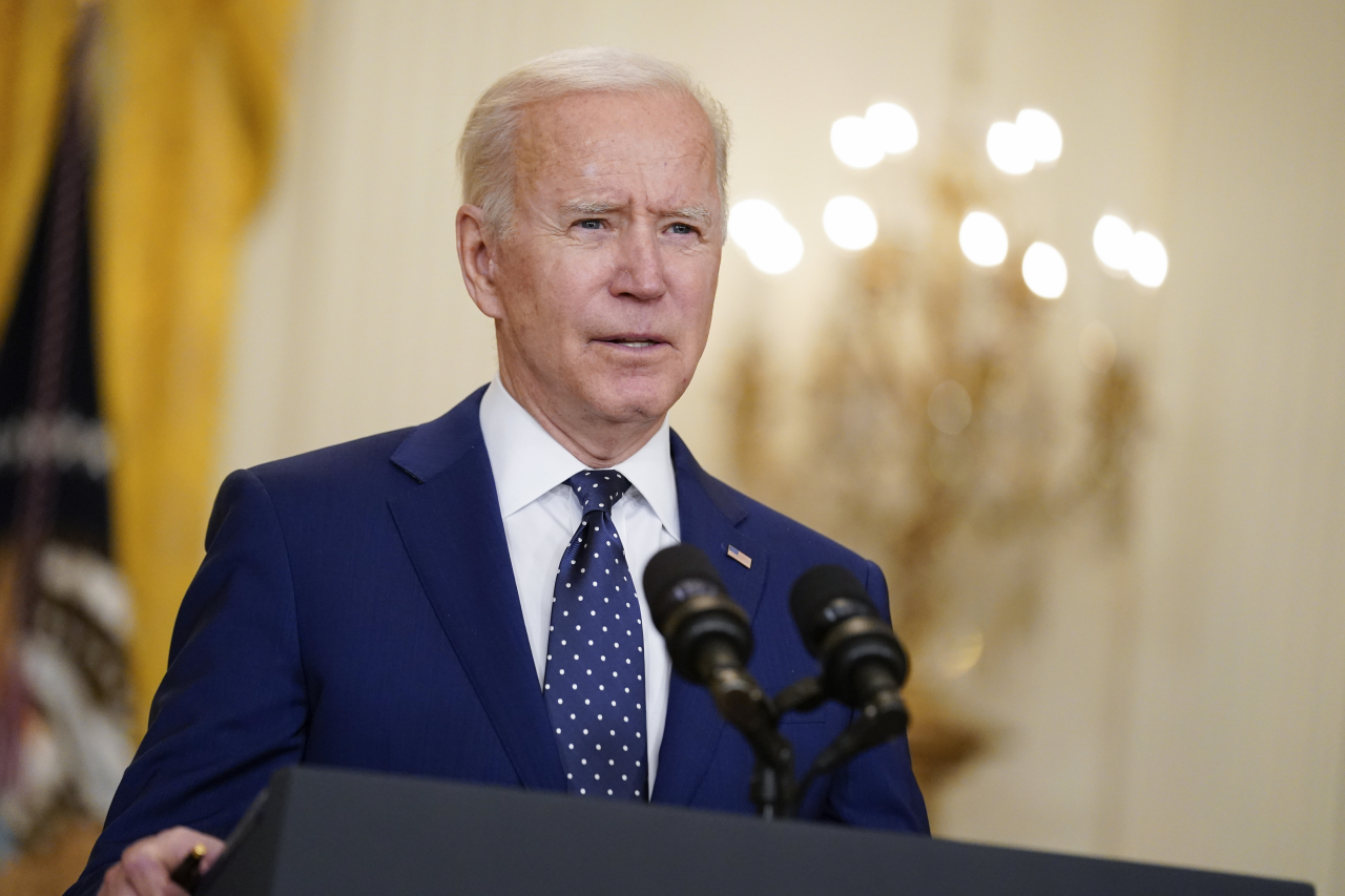 President Joe Biden speaks about Russia in the East Room of the White House, Thursday, April 15, 2021, in Washington. (AP Photo/Andrew Harnik)