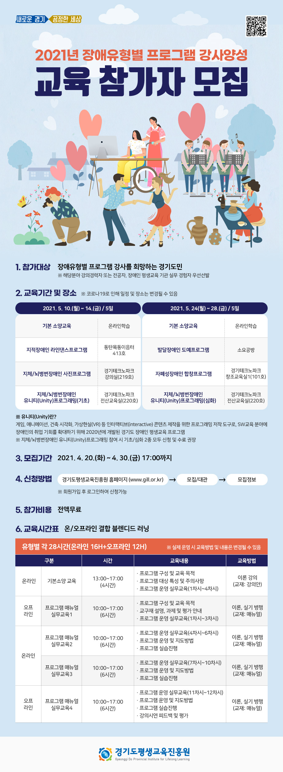장애유형별 프로그램 강사모집 웹포스터.