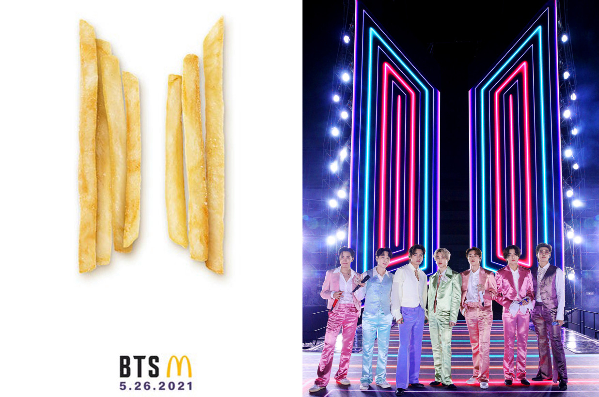 맥도날드 'BTS 메뉴' 출시 기념 이미지(왼쪽), 그룹 방탄소년단. [뉴욕포스트]