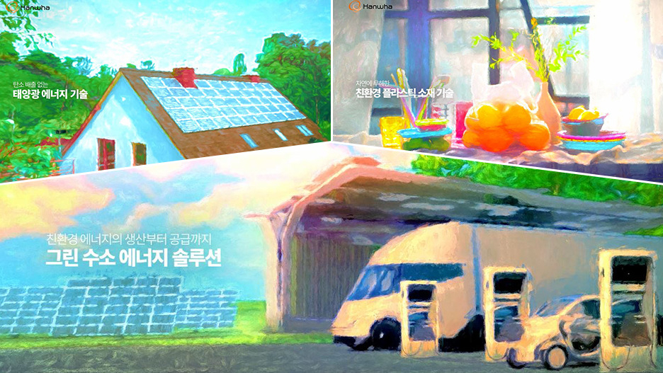 ㈜한화가 환경·사회·지배구조(ESG) 경영 강화를 위해 사상 처음으로 그린본드(녹색채권) 발행에 나선다. 사진은 한화그룹이 지난해 선보인 '지속 가능한 친환경 기술' 광고. [한화 제공]