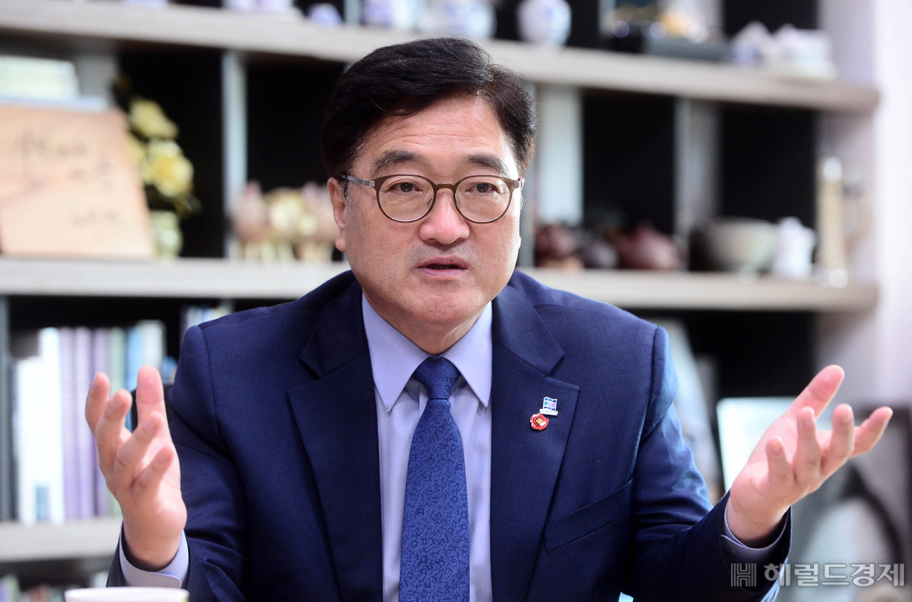 우원식 더불어민주당 대표 후보. 이상섭 기자/babtong@heraldcorp.com