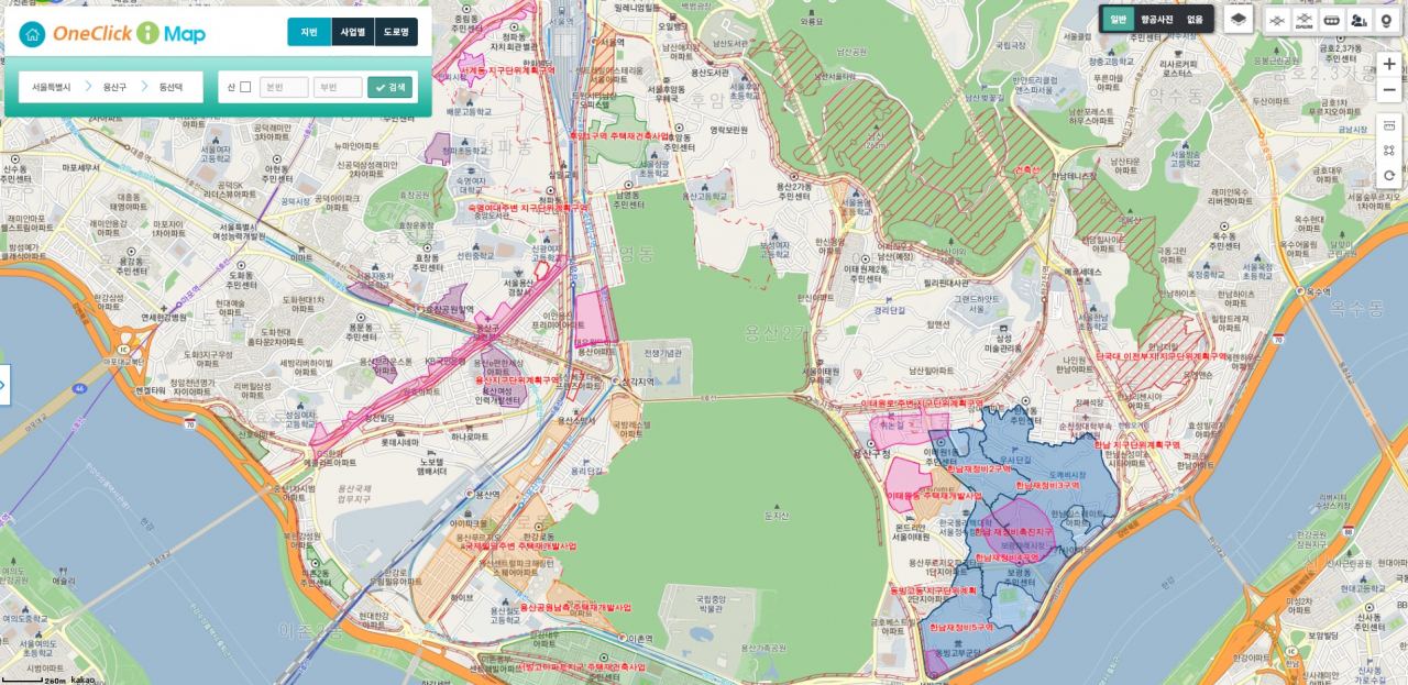 용산 원클릭 도시정보 I-시스템 (PC버전). [용산구 제공]