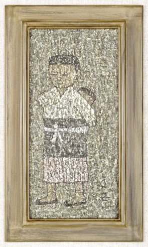 위쪽부터 천경자 ‘꽃과 나비’, 이쾌대 ‘항구’(1960, 33.5x44.5cm, 캔버스에 유채), 박수근 ‘아기업은 소녀’(1962, 34.3x17cm, 합판에 유채). [전남도립미술관·대구미술관·박수근미술관 제공]