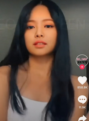 블랙핑크 멤버 제니 딥페이크 게시물[틱톡 캡처]