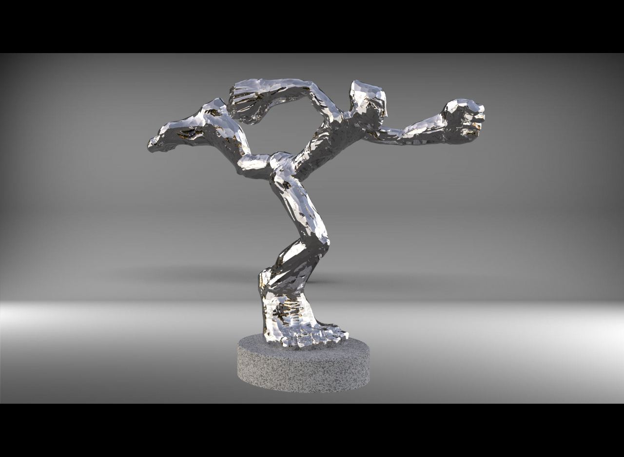 김성복, 바람이 불어도 가야한다, 3300x1500x3000mm .Forged Stainless Steel .2021 [사진제공=청작아트]