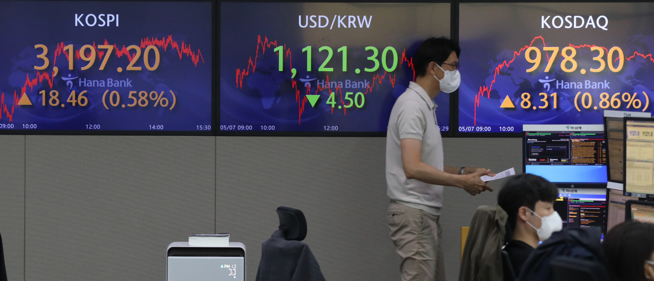 7일 서울 명동 하나은행 본점 딜링룸 모습. [연합]