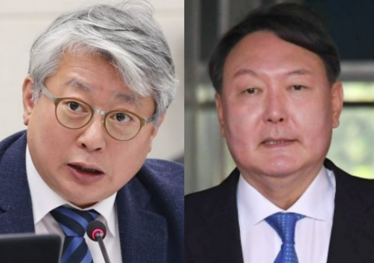 조응천 더불어민주당 의원(왼쪽)과 윤석열 전 검찰총장[연합]