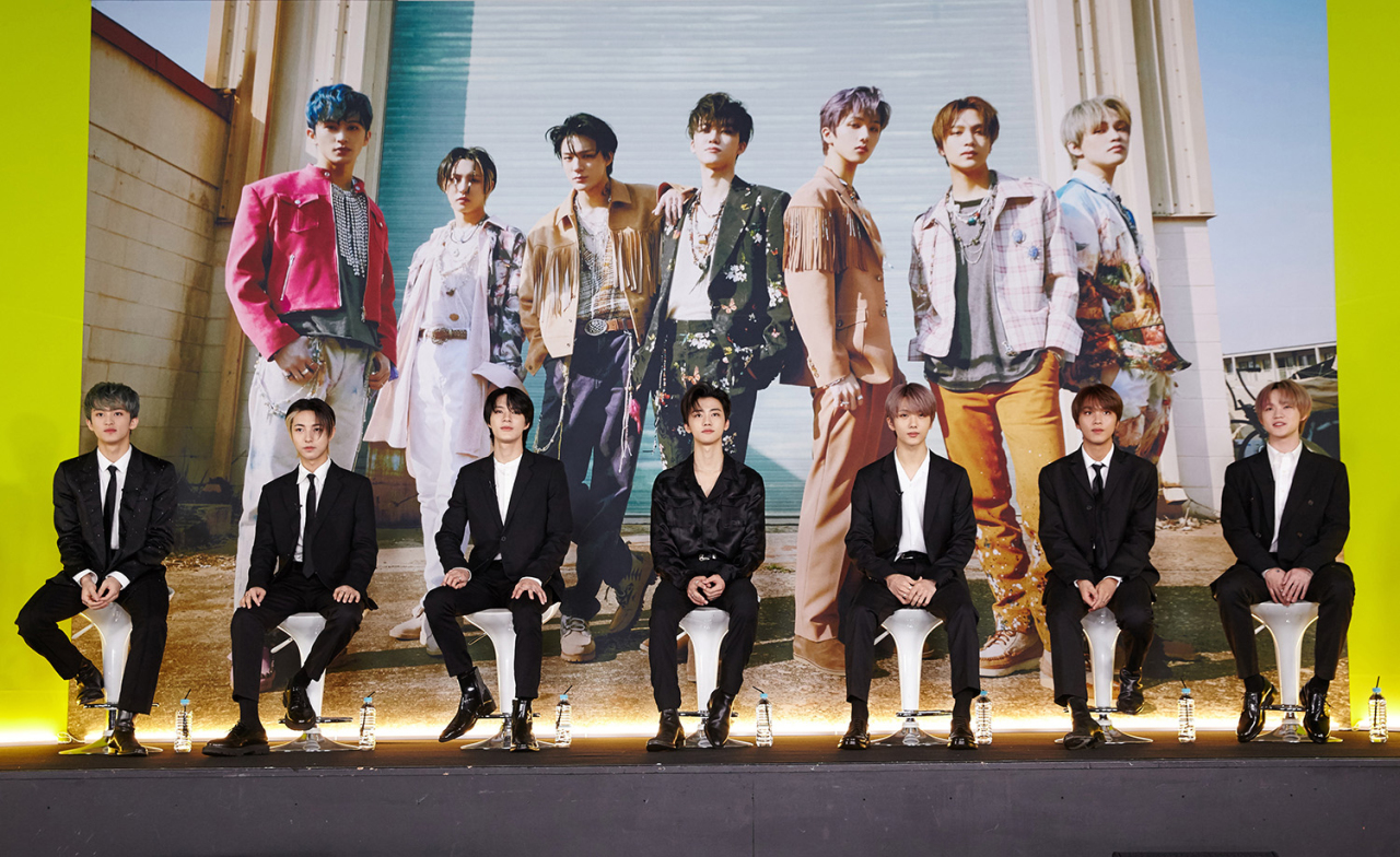 Members of NCT Dream attend "Hot Sauce" press conference held in Seoul on May 10. (S.M. Entertainment)