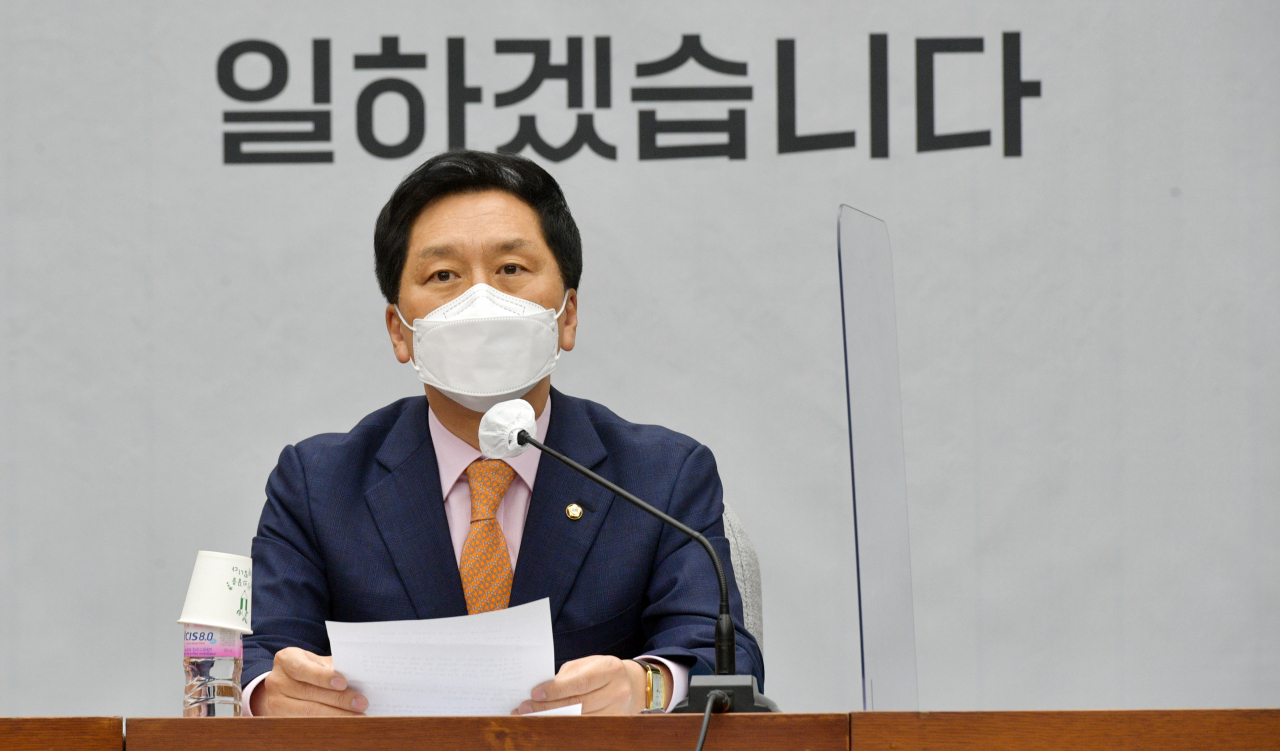 김기현 국민의힘 당 대표 권한대행 겸 원내대표가 11일 오전 국회에서 열린 원내대책회의에서 발언하고 있다. [헤럴드경제=이상섭 기자]