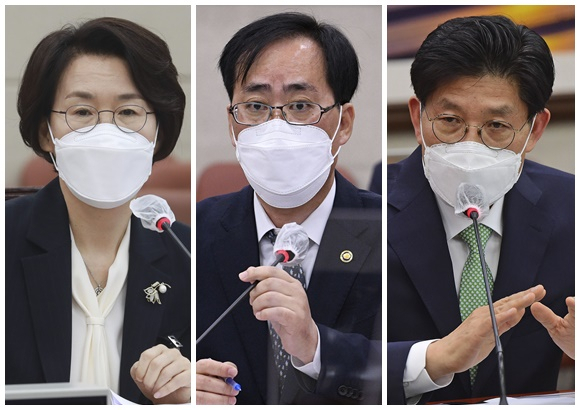 임혜숙(왼쪽부터) 과학기술정보통신부, 박준영 해양수산부, 노형욱 국토교통부 장관 후보자. [연합]