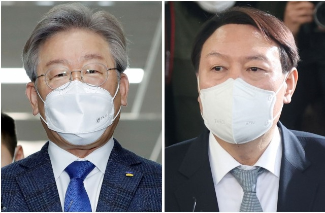 차기 대선 여론조사에서 ‘양강 구도’를 형성하고 있는 이재명 경기도지사(왼쪽)와 윤석열 전 검찰총장