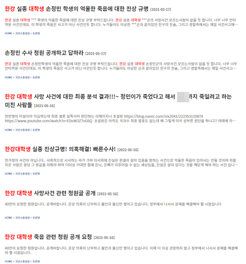 [청와대 홈페이지 토론방 캡처]