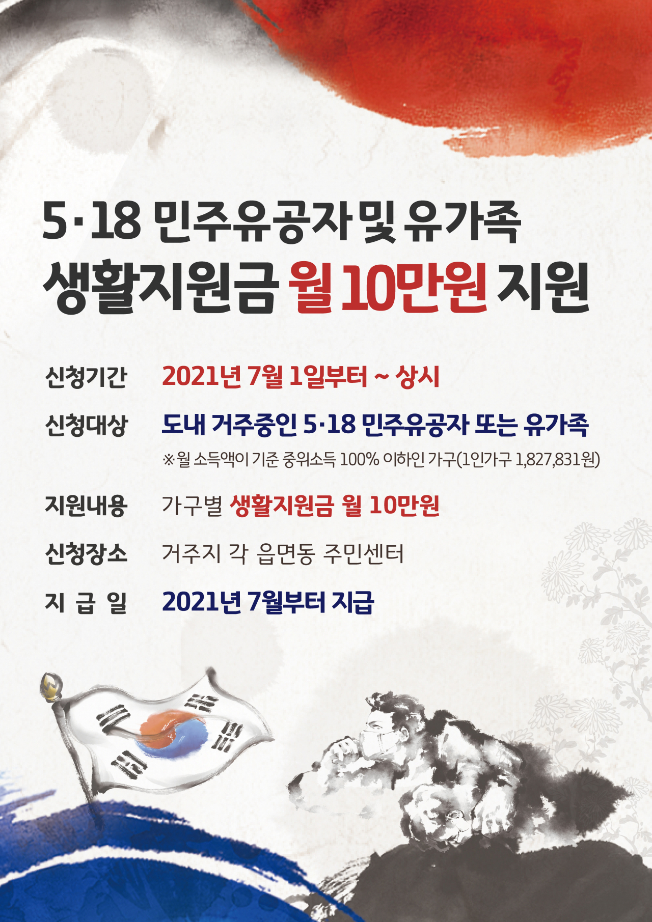 5·18 생활지원금 지급