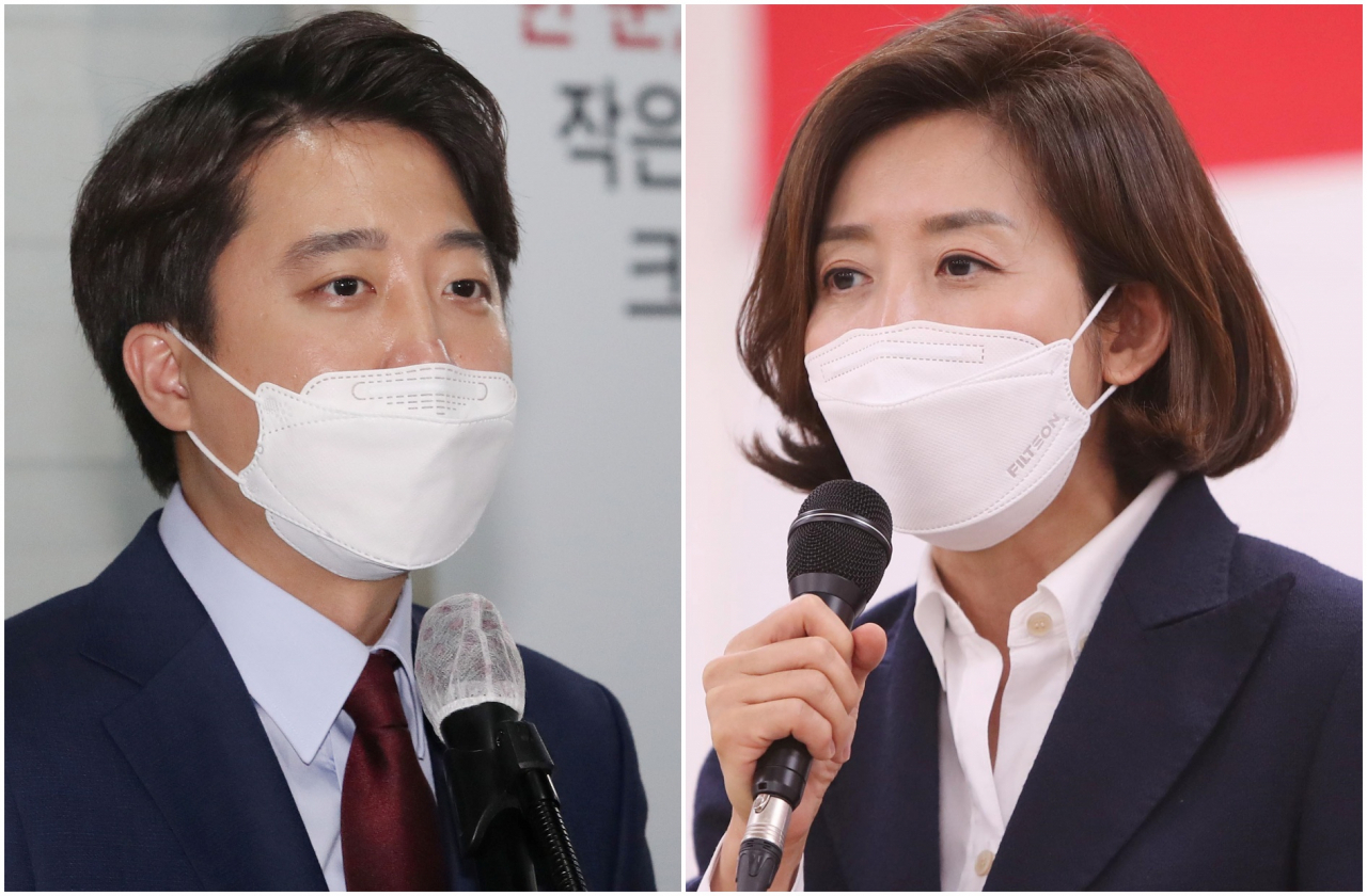 이준석 국민의힘 전 최고위원(왼쪽)과 나경원 전 의원. [연합]
