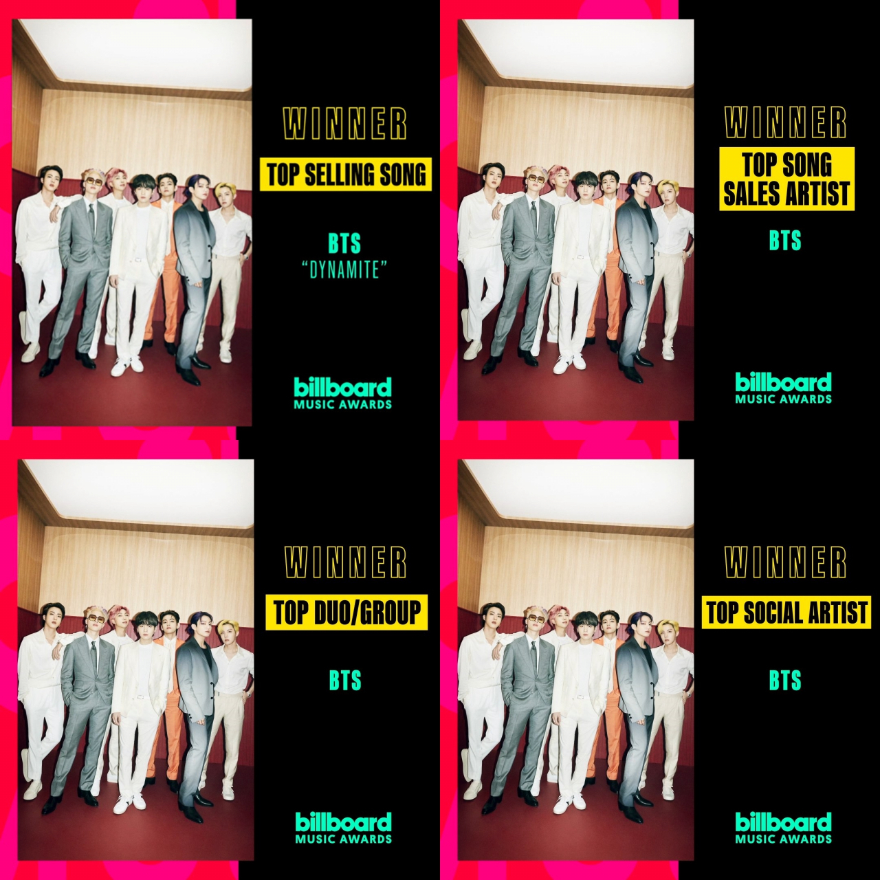 빌보드뮤직어워드에서 한국 대중음악 최초 4관왕에 오른 방탄소년단 [Billboard Music Awards SNS]