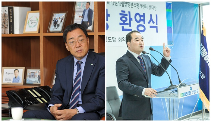 김철수 속초시장(왼쪽)과 주대하 강원도의원(오른쪽)