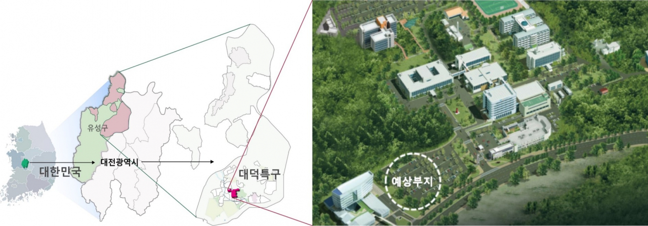 ETRI 조감도와 함께 살펴본 마중물플라자 조성 예상 부지.[ETRI 제공]