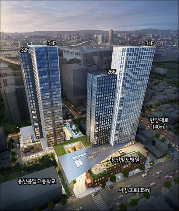 용산철도병원부지 개발 조감도