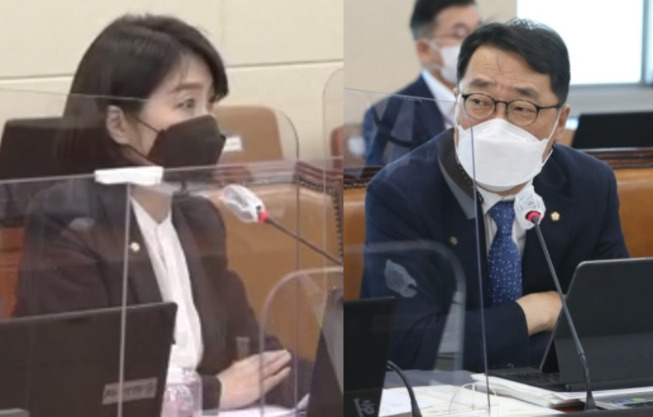허은아(왼쪽) 국민의힘 의원, 윤영찬 더불어민주당 의원[국회방송 캡처]
