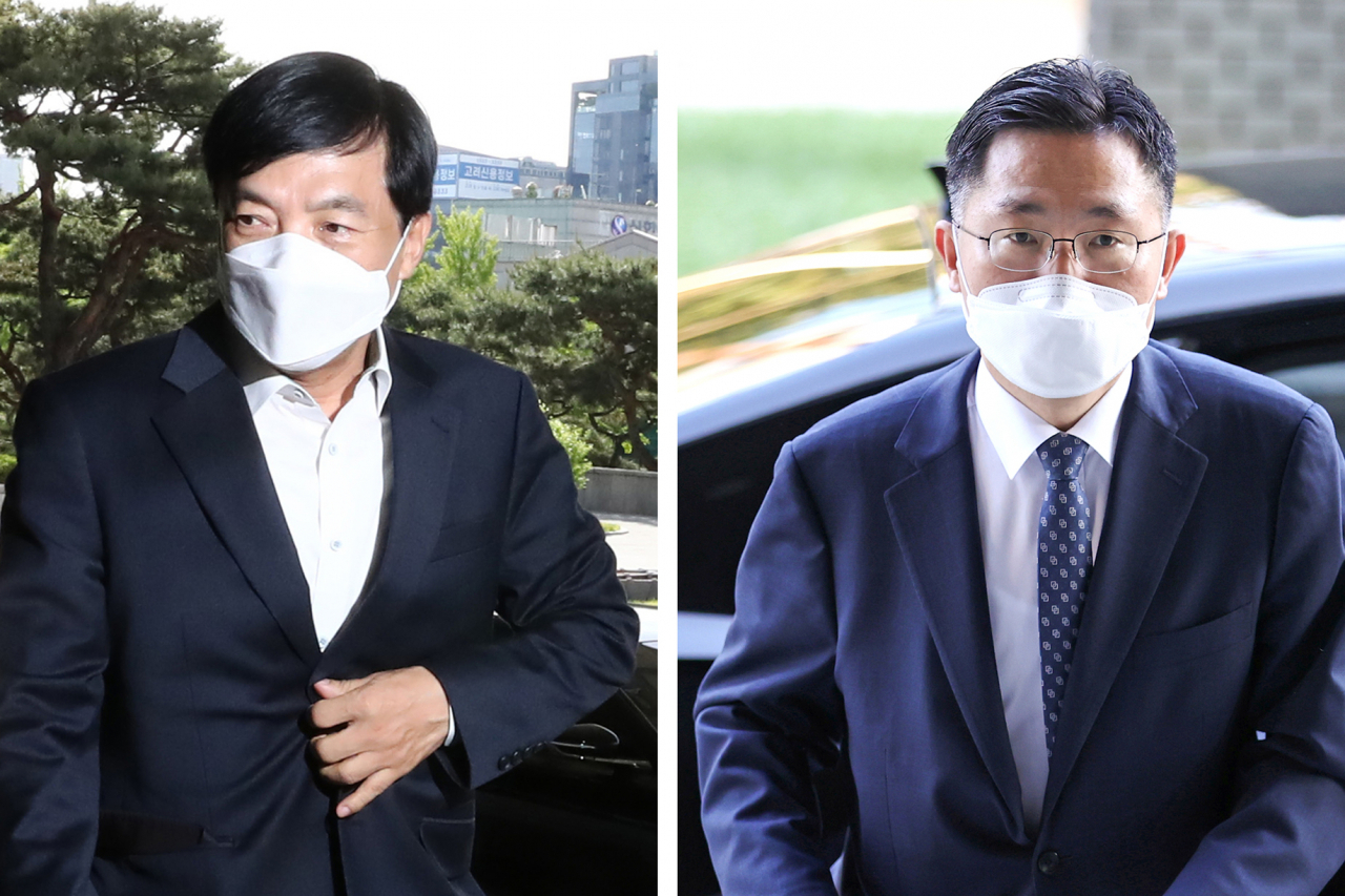 법무부가 4일 오후 단행한 검찰 고위 간부 인사에서 서울고검장으로 내정된 이성윤 서울중앙지검장(왼쪽 사진)과 후임 서울중앙지검장에 내정된 이정수 법무부 검찰국장. [연합]