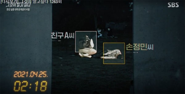 SBS ‘그것이알고싶다’ 한강 실종 대학생 편 방송화면. [손현 씨 블로그 캡처]