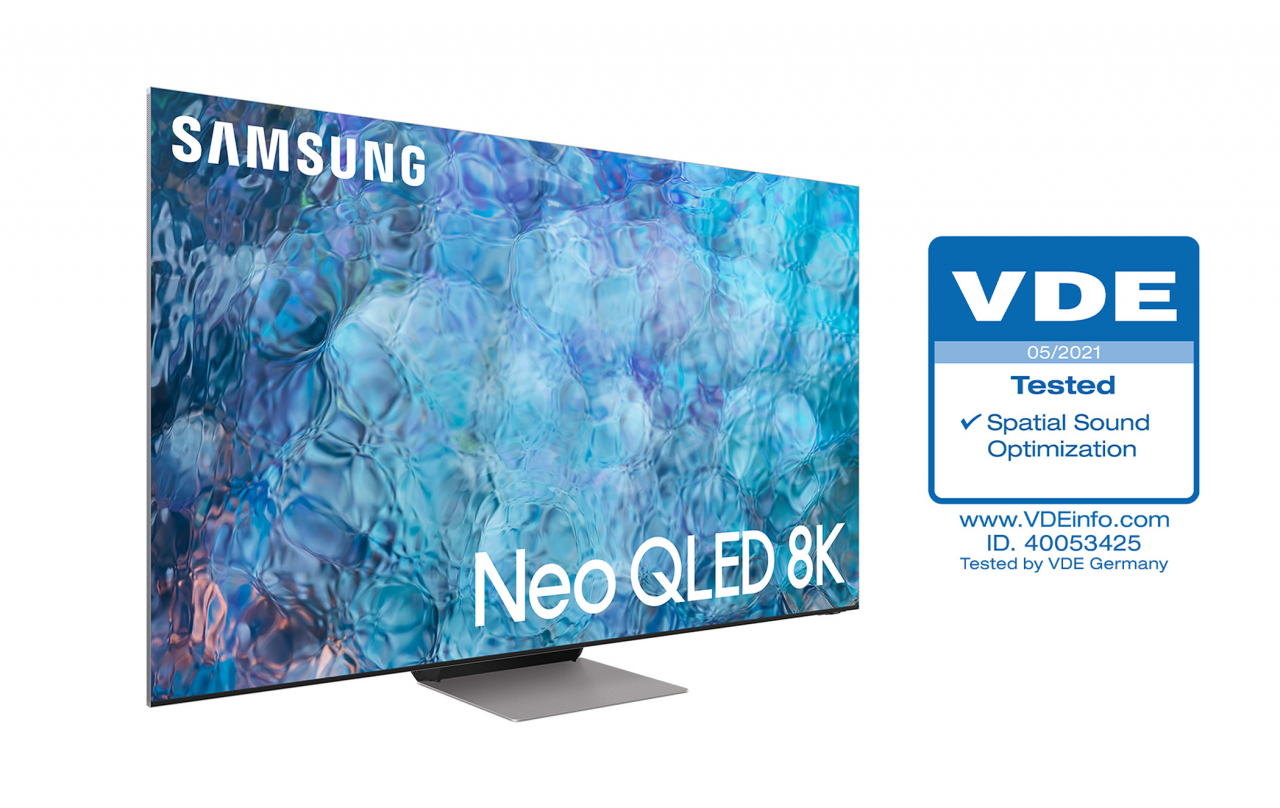 삼성 Neo QLED 제품 이미지와 VDE 인증 로고. [삼성전자 제공]