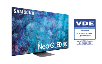 삼성 Neo QLED 제품 이미지와 VDE 인증 로고. [삼성전자 제공]