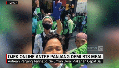 인도네시아 맥도날드에 몰려든 배달기사들. [CNN 인도네시아]