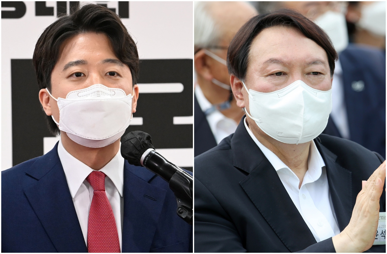 이준석 국민의힘 대표(왼쪽)와 윤석열 전 검찰총장. [연합]