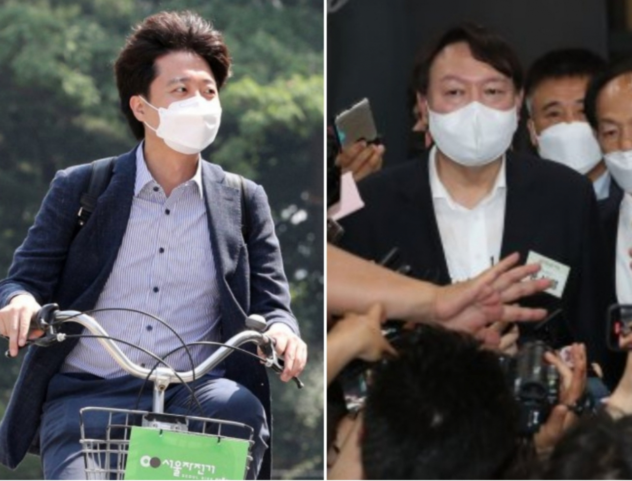 이준석(왼쪽) 국민의힘 신임 대표와 윤석열 전 검찰 총장 [연합]