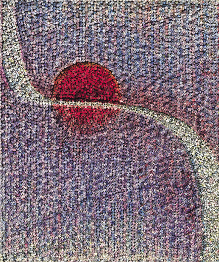 허회태, 헤아림의 꽃길, 91x76cm, 한지 및 혼합재료, 2020