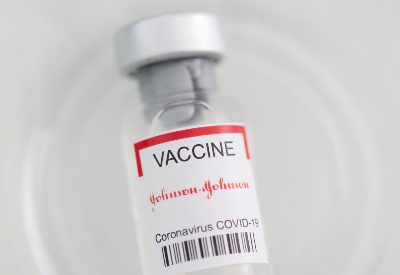 A vial labelled "Johnson&Johnson coronavirus disease (COVID-19) vaccine" is seen in this illustration picture taken May 2, 2021. (Yonhap-Reuters)