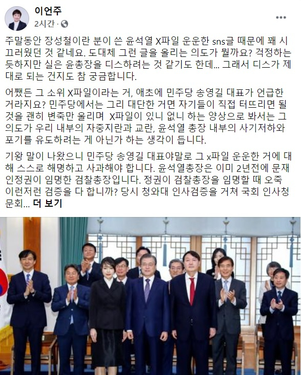 이언주 전 의원 페이스북 일부 캡처.