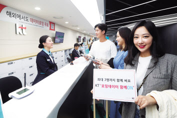 KT 모델이 기존 데이터로밍 요금제를 개편하고 데이터쉐어링 기능 등을 추가한 ‘ON’ 브랜드 데이터로밍 요금제 3종을 소개하고 있다. [KT 제공]