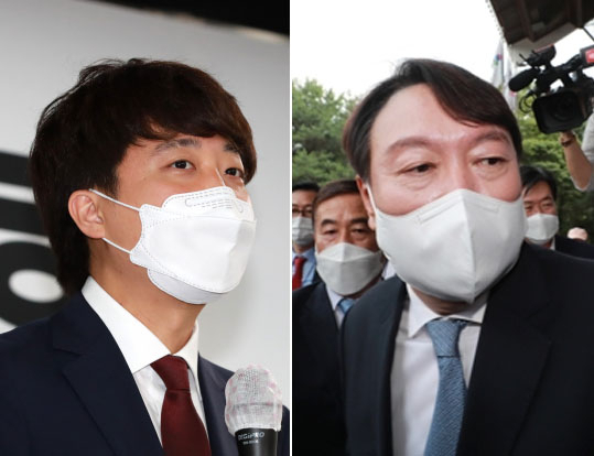 이준석 국민의힘 대표(왼쪽), 윤석열 전 검찰총장. [연합]