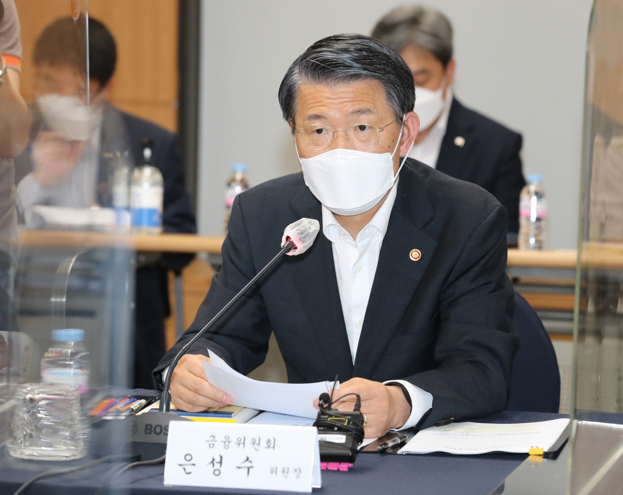 은성수 금융위원장이 1일 서울시 중구 서민금융진흥원에서 열린 햇살론뱅크 업무협약식 및 간담회에서 발언하고 있다. 연합뉴스