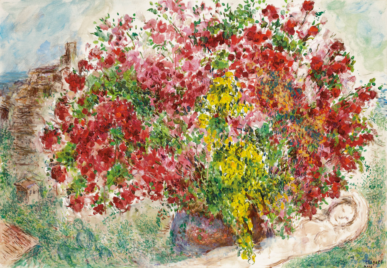 마르크 샤갈, Les Jardins de Saint Paul, 캔버스에 유채, 1973, 81&times;116cm. K옥션 5월 26일 경매에서 42억원에 낙찰. [사진제공=한국미술시가감정협회]