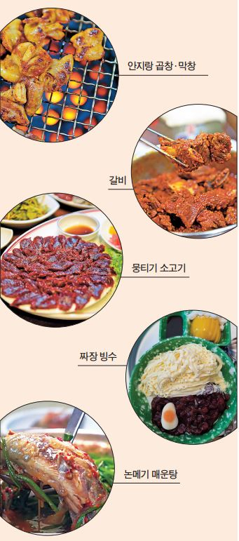 대구 맛의 신구 메뉴. 짜장면 모양의 옛날 빙수는 지면 편집상 짜장 빙수로 표현했다.