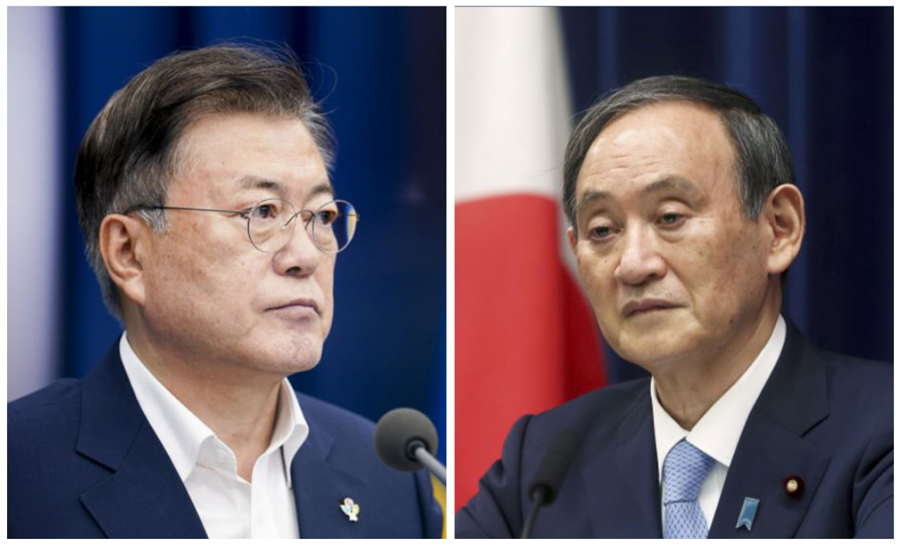 문재인 대통령, 스가 요시히데 일본 총리 [연합, AP]