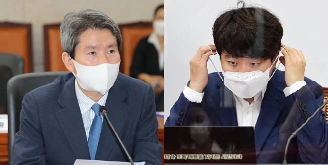이준석 국민의힘 대표와 이인영 통일부 장관이 연일 통일부 폐지론을 둘러싸고 설전을 이어가고 있다. 이 대표가 10일 장관 교체까지 거론하자 이 장관은 이 대표의 역사의식과 젠더 감수성을 언급하며 반격했다. [연합]