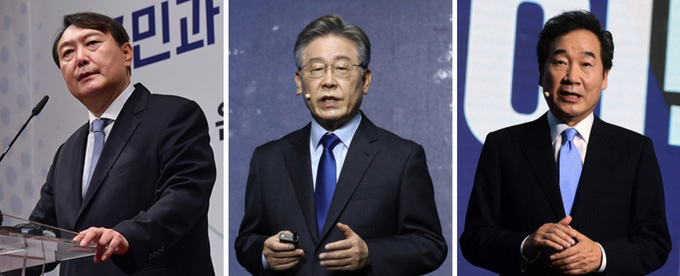 윤석열(왼쪽부터) 전 검찰총장, 이재명 경기지사, 이낙연 더불어민주당 전 대표. [국회사진기자단]