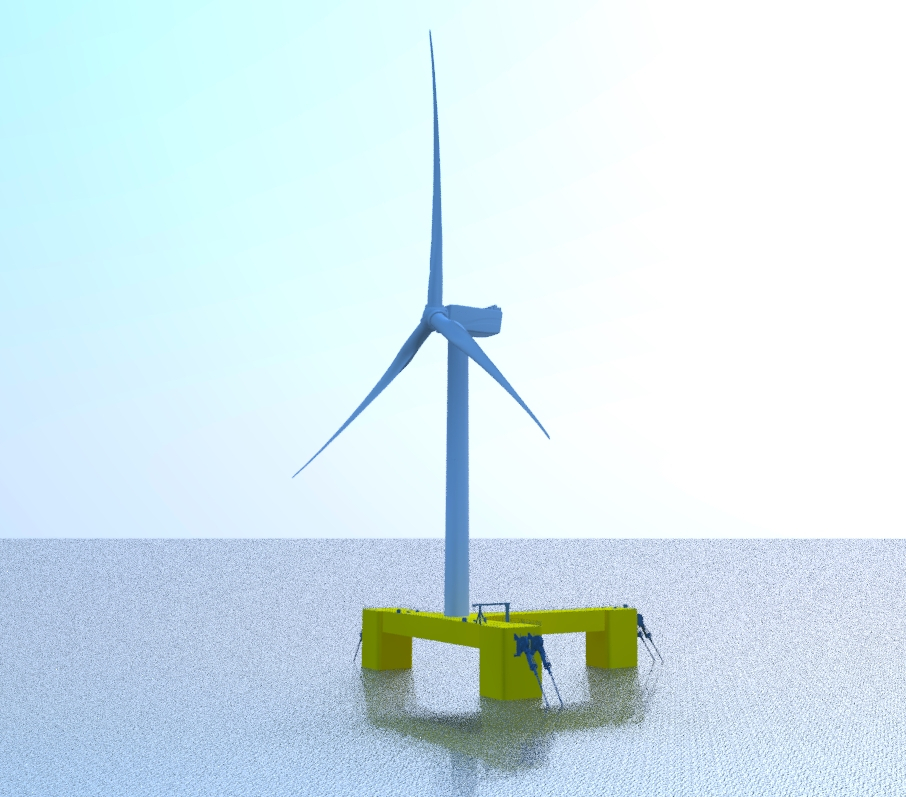 삼성중공업이 독자 개발한 9.5MW(메가와트)급 대형 해상 풍력 부유체 모델(Tri-Star Float) 이미지. [삼성중공업 제공]