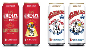 편의점 이마트24가 야구단 SSG랜더스를 모티브로 한 수제맥주 2종. [이마트24 제공]