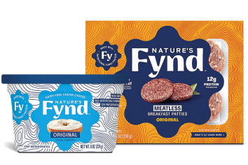 미국 대체육 스타트업 ’네이처스파인드(Nature’s Fynd)가 판매하는 크림 치즈와 버거 패티. [네이처스파인드 홈페이지]