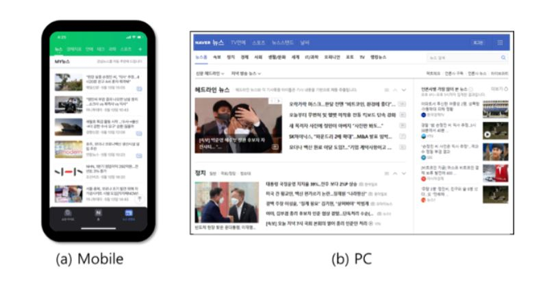 네이버 뉴스의 사용자 화면 [네이버 서치&테크 블로그]