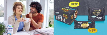 알프로(Alpro)의 비건 우유(왼쪽 사진), 바이오라이프(Violife) 브랜드의 비건 치즈.