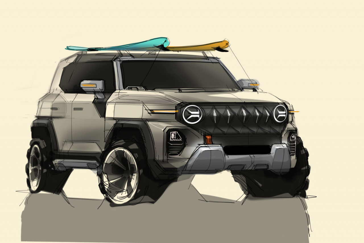쌍용자동차가 새 디자인 비전 'Powered by Toughness'에 기반한 차세대 SUV KR10의 디자인을 공개했다. KR10의 디자인 스케치[쌍용차 제공]