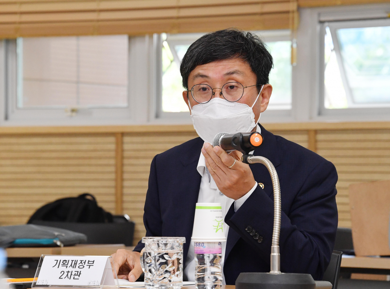 안도걸 기획재정부 차관이 29일 세종 스마트시티 현장에서 열린 'SOC 분야 예산협의회'에서 모두발언을 하고 있다.
