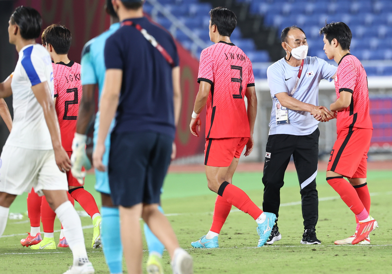 28일 요코하마 국제경기장에서 열린 도쿄올림픽 남자축구 조별리그 B조 3차전 대한민국 대 온두라스의 경기. [연합]